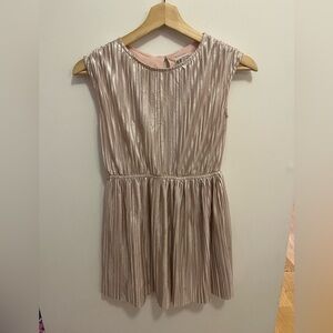 H&M Girls' Metallic Blush Pleated Sleeveless Dress